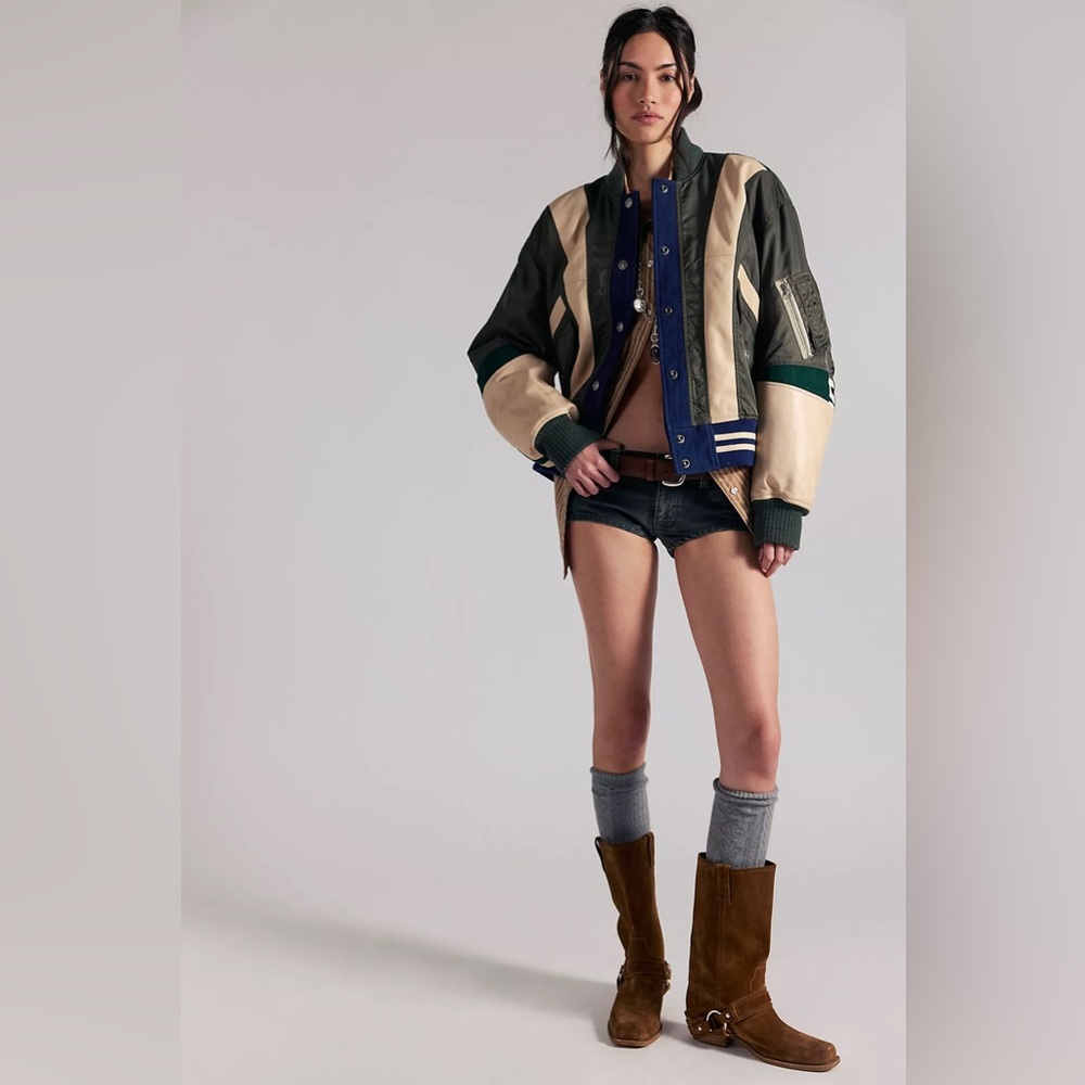 Free people We The Free Triple Kick Novelty Bomber Jacket - Picture 3 of 9